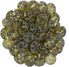 CzechMates 6mm Four Hole QuadraLentil Transparent Green Luster Beads 15g (65431)