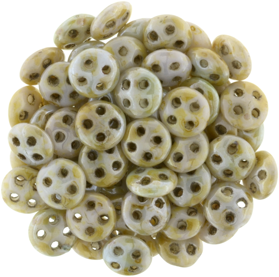 CzechMates 6mm Four Hole QuadraLentil Opaque Ultra Green Luster Beads 15g (65455P)