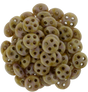 CzechMates 6mm Four Hole QuadraLentil Opaque Rose Gold Topaz Luster Beads 15g (65491P)