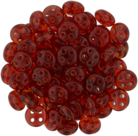 CzechMates 6mm Four Hole QuadraLentil Siam Ruby Beads 15g (90080)