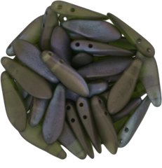 50 CzechMates 5x16mm Two Hole Dagger Matte Olivine Bronze Vega Beads (50230YM)