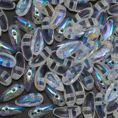 100 Preciosa Two Hole Chilli Beads Crystal AB (00030X)