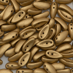 100 Preciosa Two Hole Chilli Beads Metallic Flax (01710)