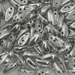 100 Preciosa Two Hole Chilli Beads Silver (27000)
