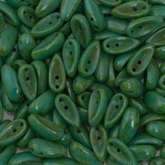 100 Preciosa Two Hole Chilli Beads Opaque Turquoise Travertin (63130TV)