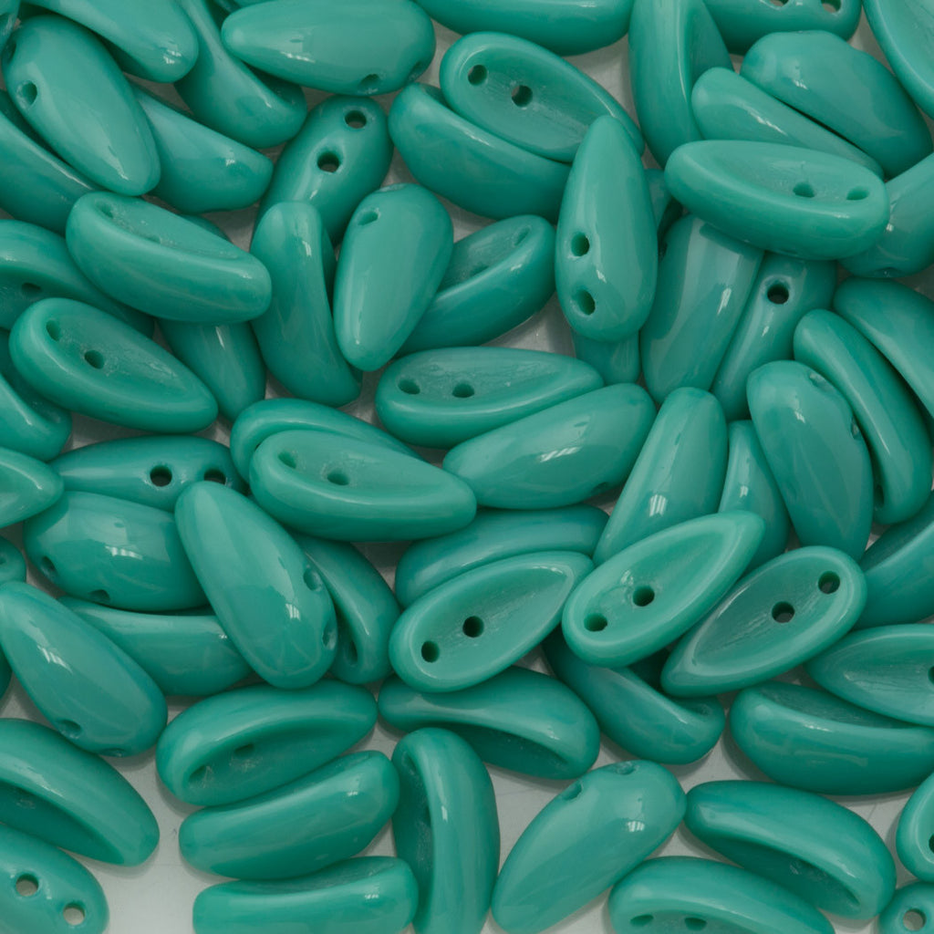 100 Preciosa Two Hole Chilli Beads Opaque Turquoise (63130)