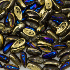 100 Preciosa Two Hole Chilli Beads California Blue (98548)