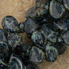 65 Preciosa Pip Opaque Black Travertin Beads (23980TV)
