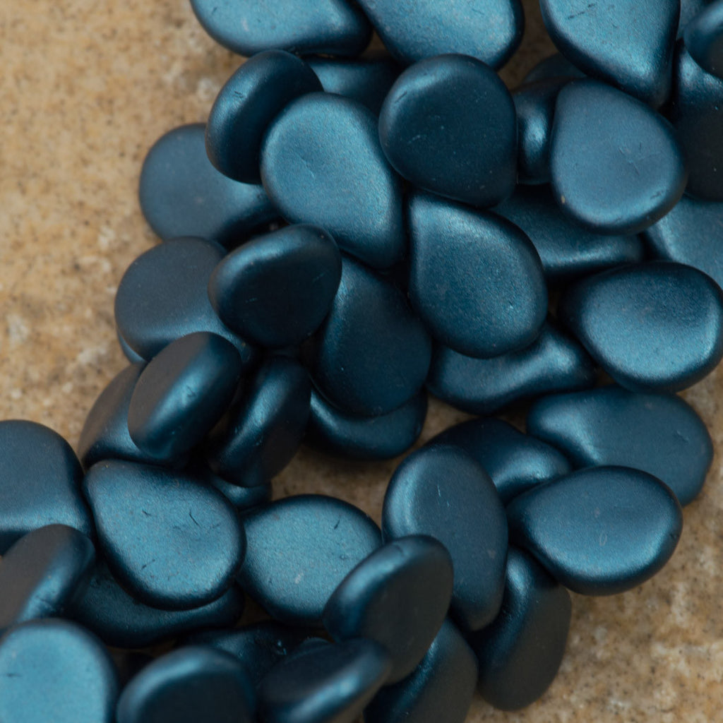 65 Preciosa Pip Pearl Coat Steel Blue Beads (25033)