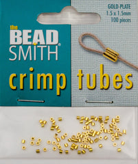 BeadSmith Gold Plated 1.5x1.5mm Crimp Tube Beads