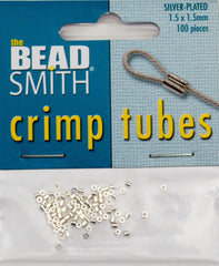 BeadSmith Silver Plated 1.5x1.5mm Crimp Tube Beads
