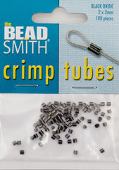 BeadSmith Black Oxide 2x2mm Crimp Tube Beads