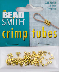BeadSmith Gold Plated 2x2mm Crimp Tube Beads