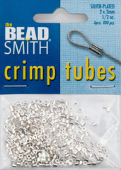 BeadSmith .5 Ounce Silver Plated 2x2mm Crimp Tube Beads