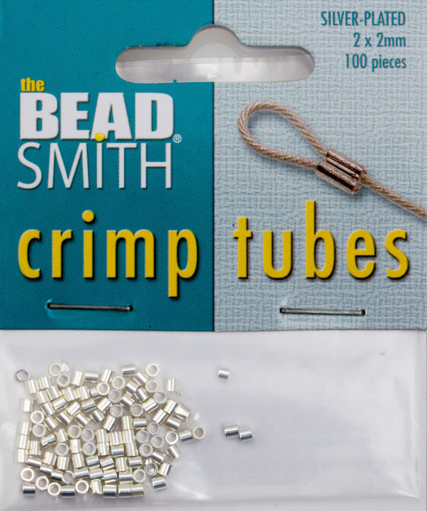 BeadSmith Silver Plated 2x2mm Crimp Tube Beads