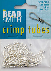 BeadSmith .5 Ounce Silver Plated 2.5x2.5mm Crimp Tube Beads