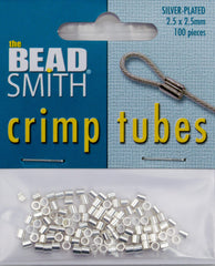 BeadSmith Silver Plated 2.5x2.5mm Crimp Tube Beads