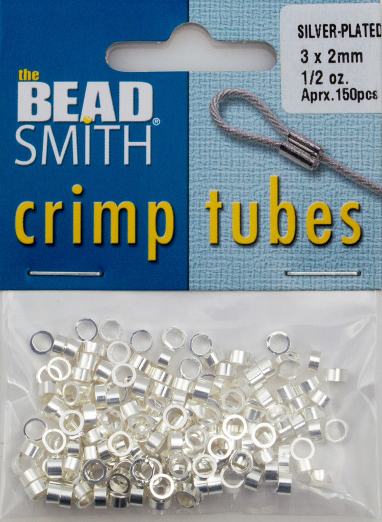 BeadSmith .5 Ounce Silver Plated 3x2mm Crimp Tube Beads Aura Crystals