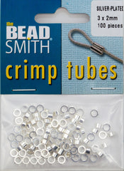 BeadSmith Silver Plated 3x2mm Crimp Tube Beads