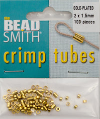BeadSmith Gold Plated 2x1.5mm Crimp Tube Beads
