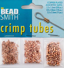BeadSmith Assorted Size Copper Plated Pack Crimp Tube Beads