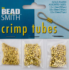 BeadSmith Assorted Size Gold Plated Pack Crimp Tube Beads