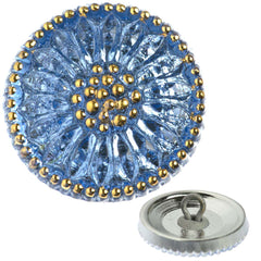 Czech 18mm Light Sapphire Daisy Glass Button