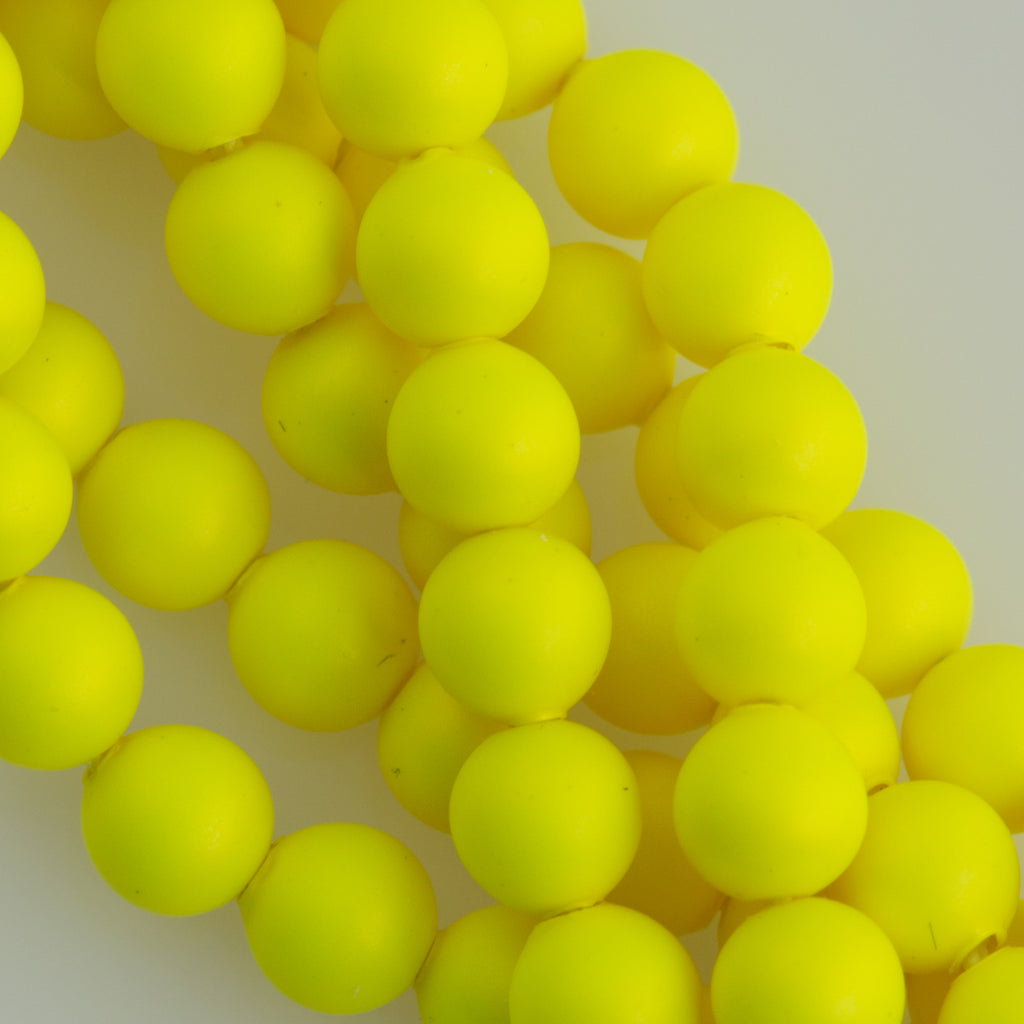 100 TRUE CRYSTAL 4mm Round Neon Yellow Pearl Beads