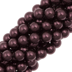 100 TRUE CRYSTAL 6mm Round Burgundy Pearl Beads
