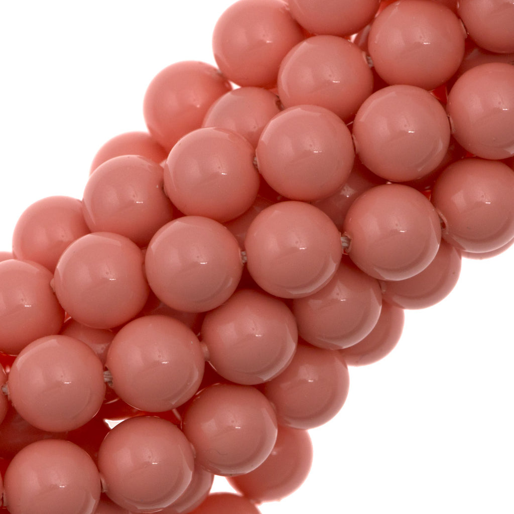 100 TRUE CRYSTAL 6mm Round Pink Coral Pearl Beads