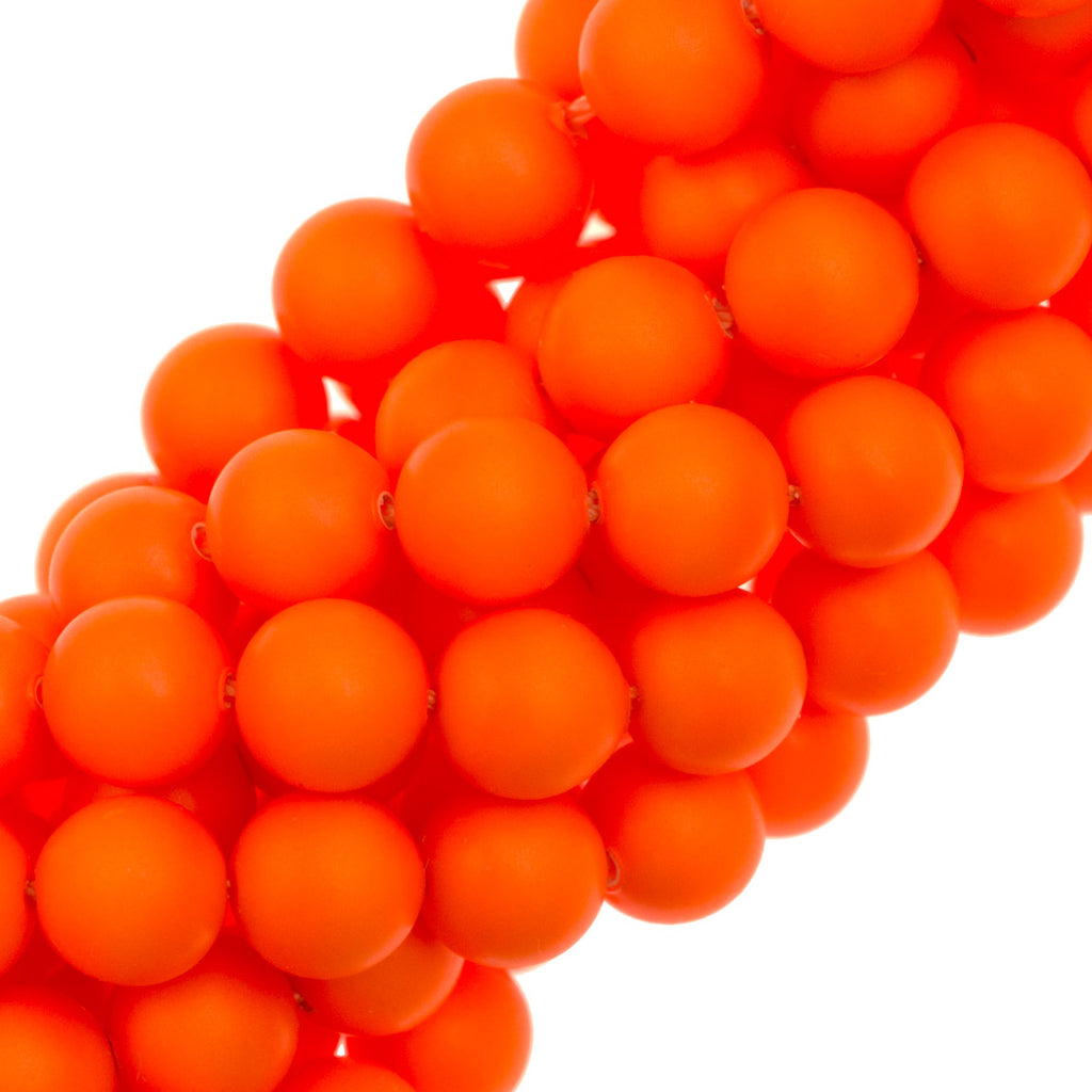 100 TRUE CRYSTAL 6mm Round Neon Orange Pearl Beads