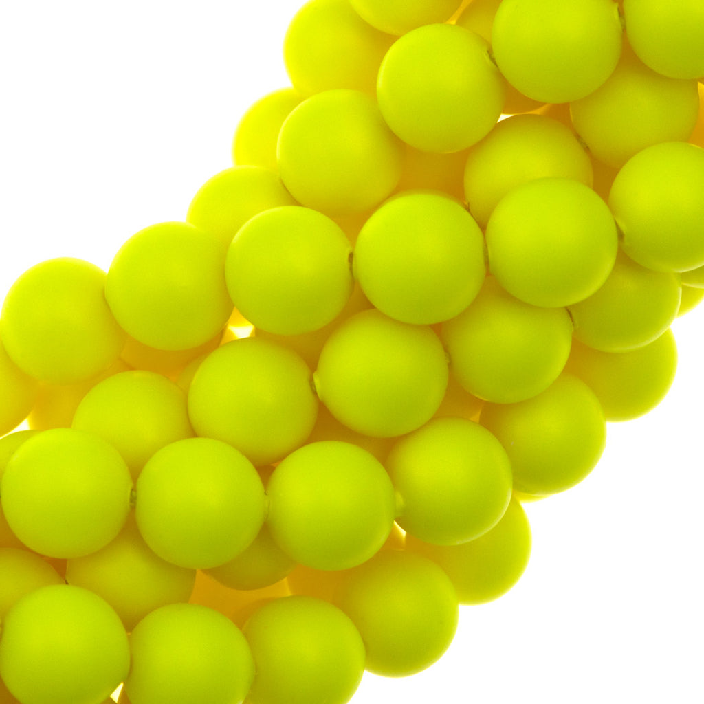 100 TRUE CRYSTAL 6mm Round Neon Yellow Pearl Beads