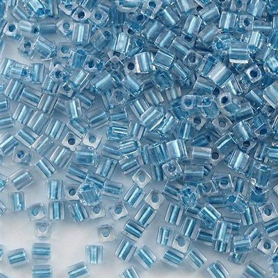 Miyuki 4mm Square Seed Bead Inside Color Lined Sapphire Blue 19g Tube (2606)