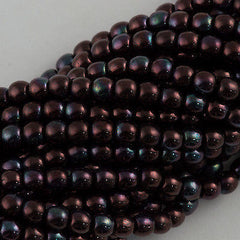 200 Czech 3mm Pressed Glass Round Beads Metallic Amethyst Luster (15726B)