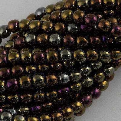 100 Czech 6mm Pressed Glass Round Beads Brown Iris (21415)