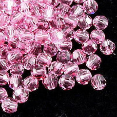 12 TRUE CRYSTAL 4mm Faceted Round Bead Light Rose (223)
