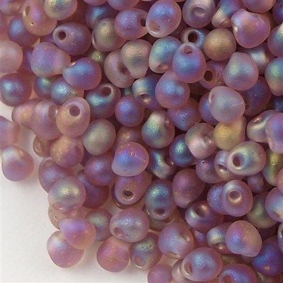 lavender seed beads Miyuki Drop Fringe Seed Bead Matte Lavender AB 10g (142FR)