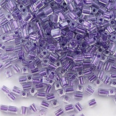 Miyuki 4mm Cube Seed Bead Inside Color Lined Purple Luster 19g Tube (2607)