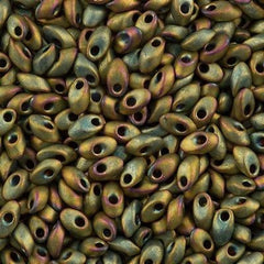 Miyuki Long Magatama Seed Bead Opaque Matte Olive Rose 8g Tube (2035)