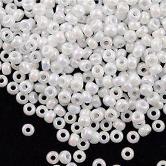 Miyuki Round Seed Bead 6/0 Opaque White AB 20g Tube (402R)