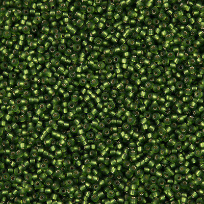 Miyuki Round Seed Bead 15/0 Matte Silver Lined Olive 2-inch Tube (26F)