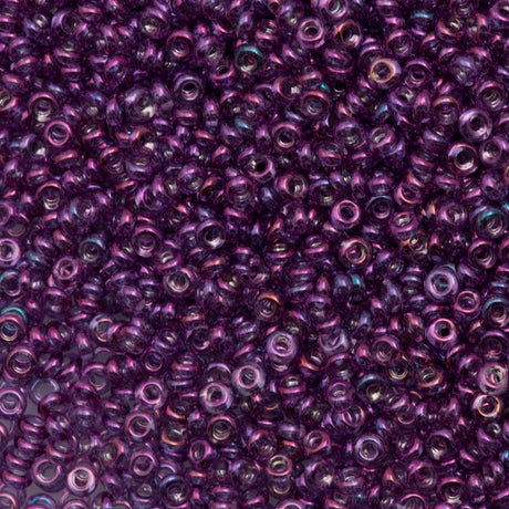Toho Demi Round 11/0 Transparent Dark Amethyst Gold Luster 8g Tube (205)