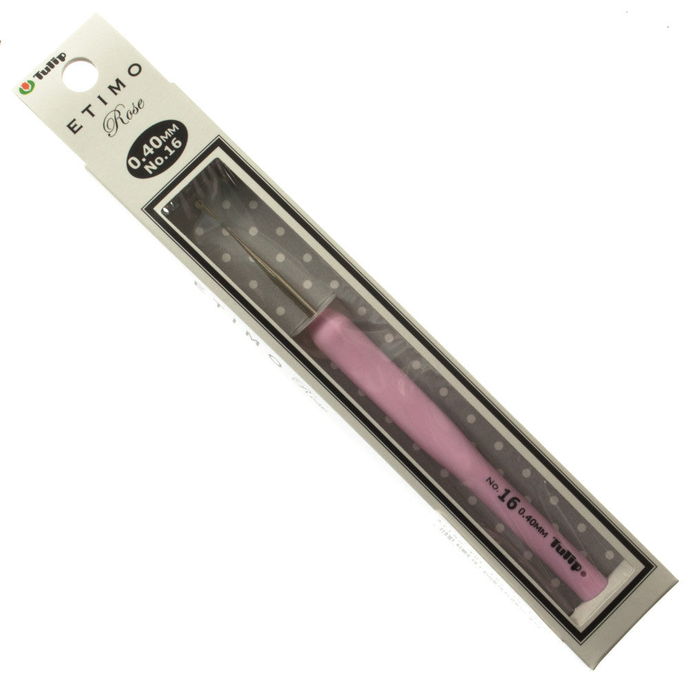Tulip .40mm Etimo Rose Steel Crochet Hook with Cushion Grip No. 16