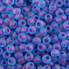 50g Toho Round Seed Beads 6/0 Inside Color Lined Violet Matte Blue (252F)