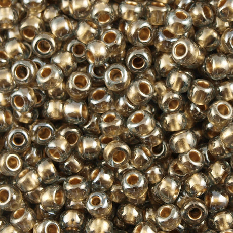Toho Round Seed Bead 8/0 Inside Color Lined Gold Soft Blue 2.5-inch tube (993)