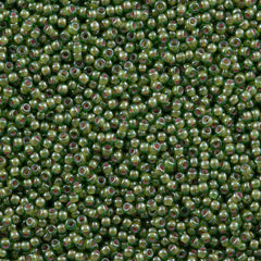 50g Toho Round Seed Bead 11/0 Pink Lined Olive Luster (1046)