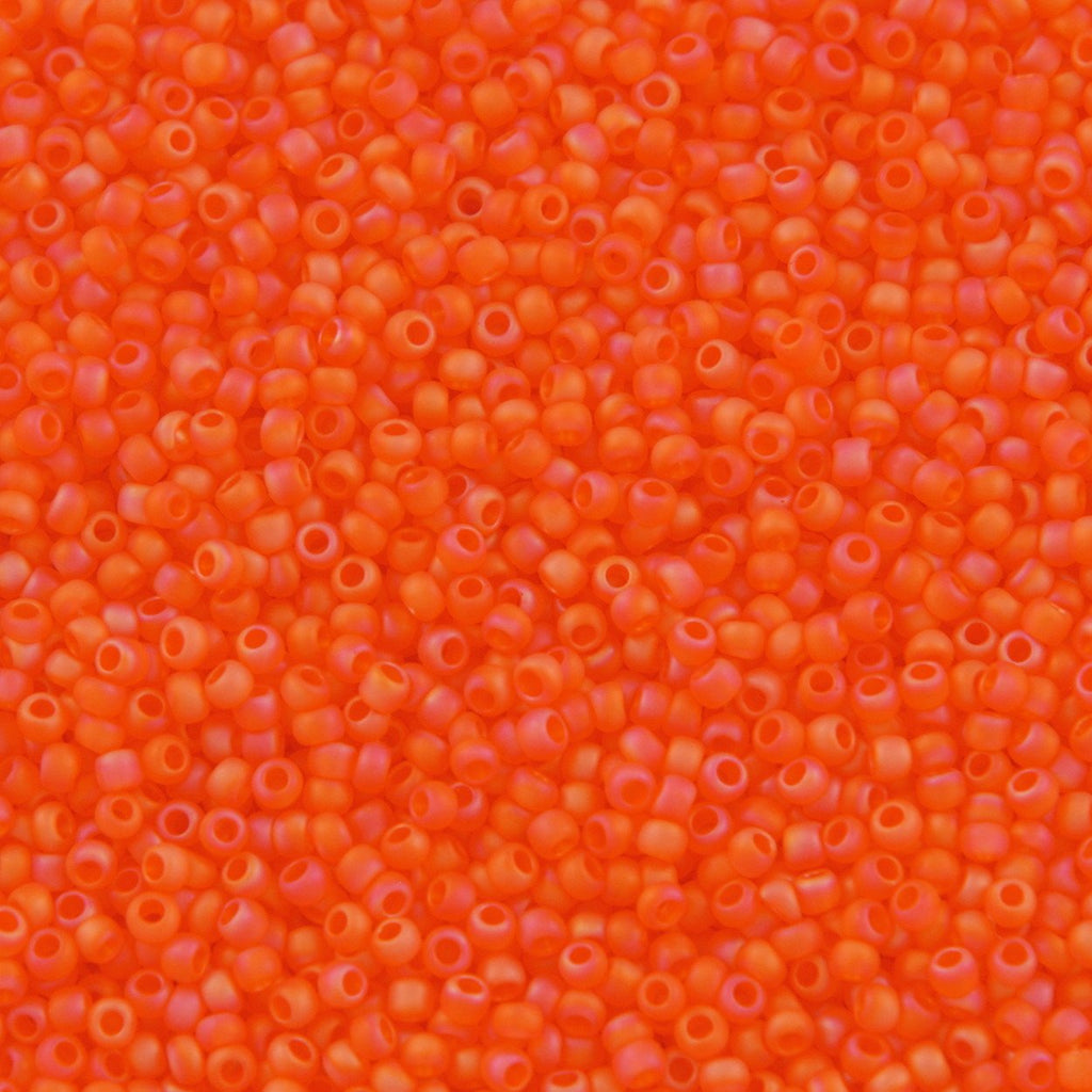 50g toho Round Seed Bead 8/0 Transparent Matte Dark Orange AB (174BF)