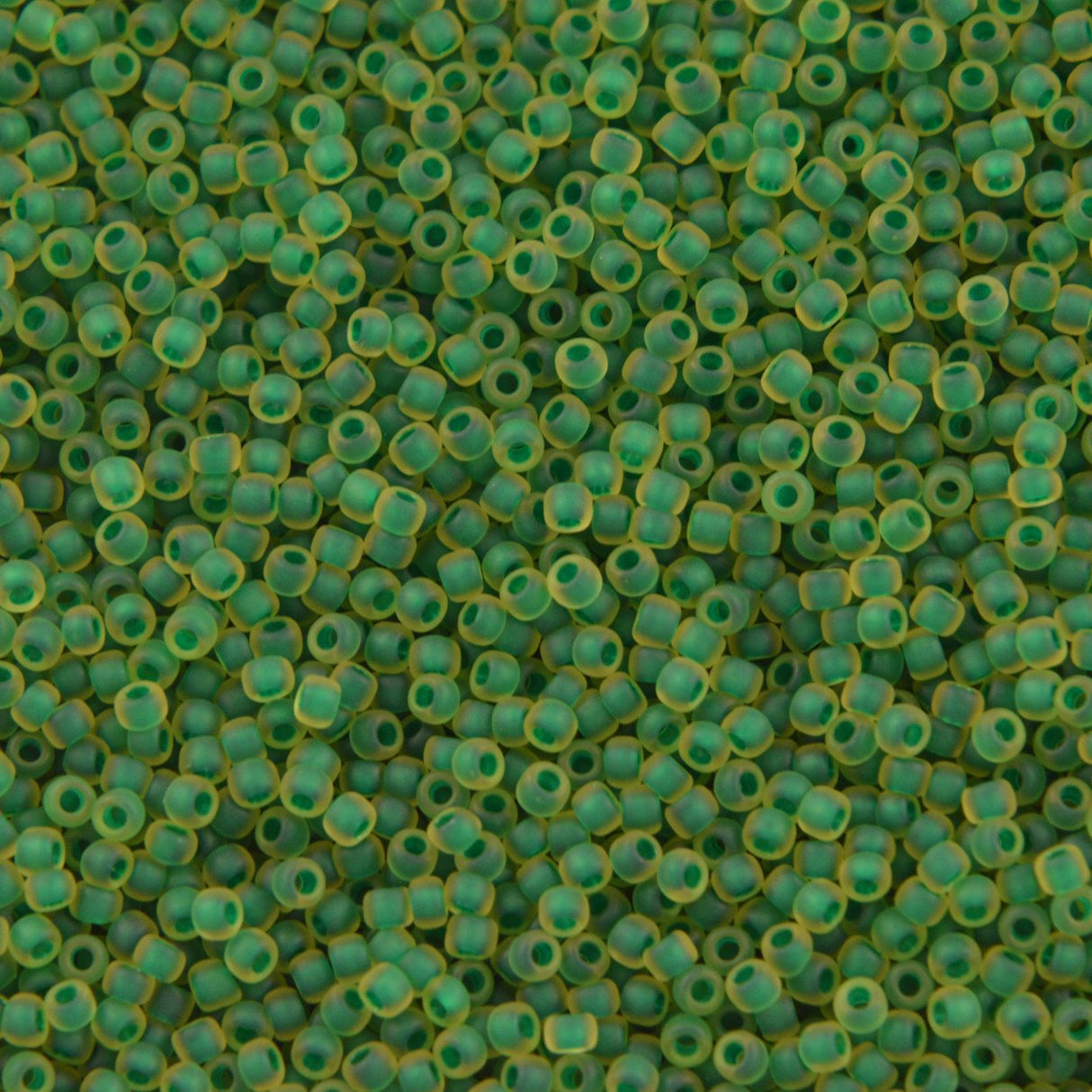 50g Toho Round Seed Bead 6/0 Matte Jonquil Inside Color Lined Emerald (242F)