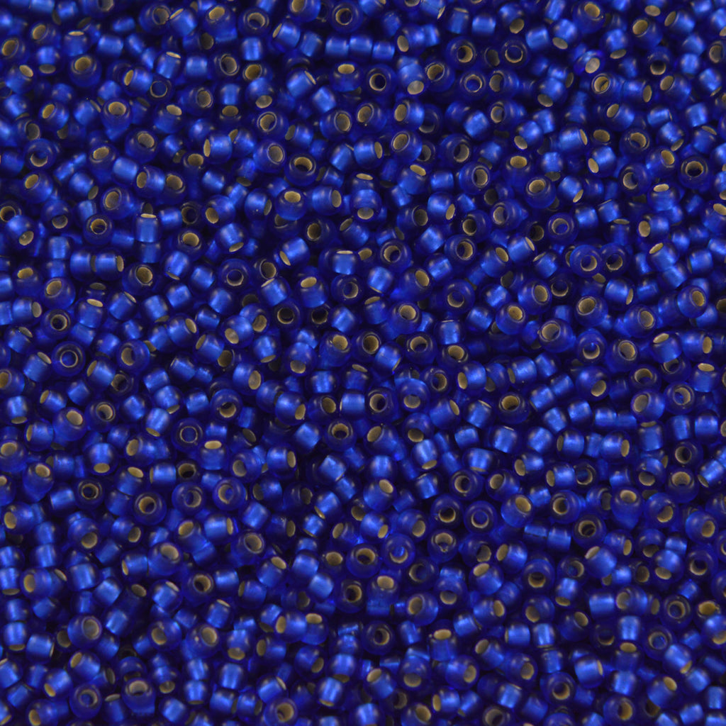 Toho Round Seed Bead 8/0 Transparent Matte Silver Lined Cobalt 5.5-inch tube (28F)