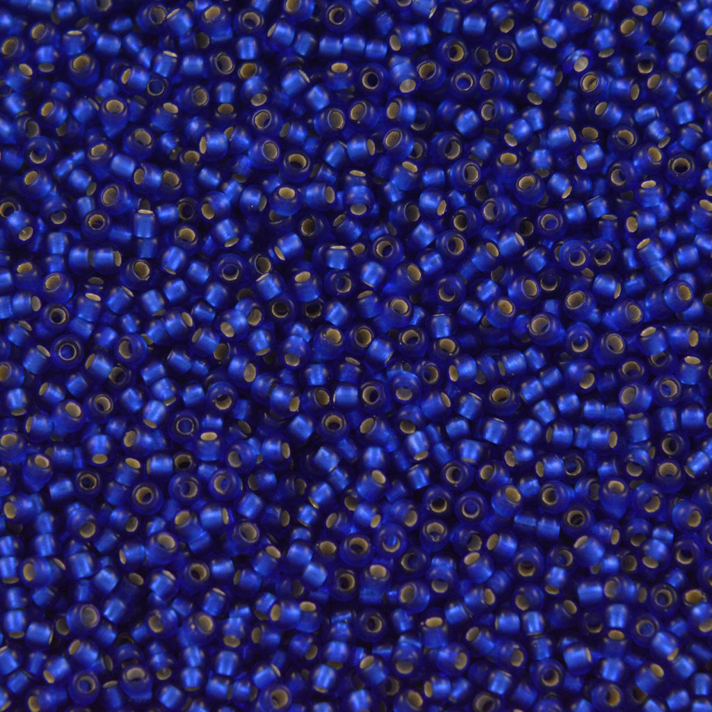 50g toho Round Seed Bead 8/0 Transparent Matte Silver Lined Cobalt (28F)